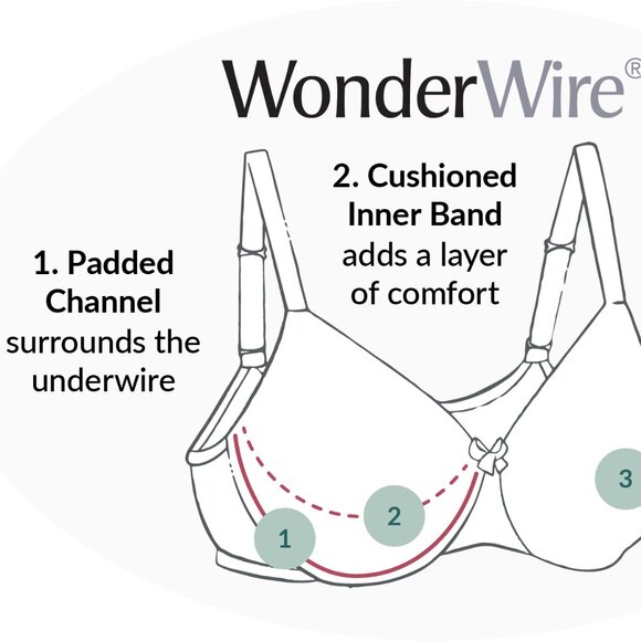 Glamorise 44D WONDERWIRE Bra Satin & Lace UNDERWIRE (FLEXI SIDE BONES) Blue NEW - Picture 14 of 16